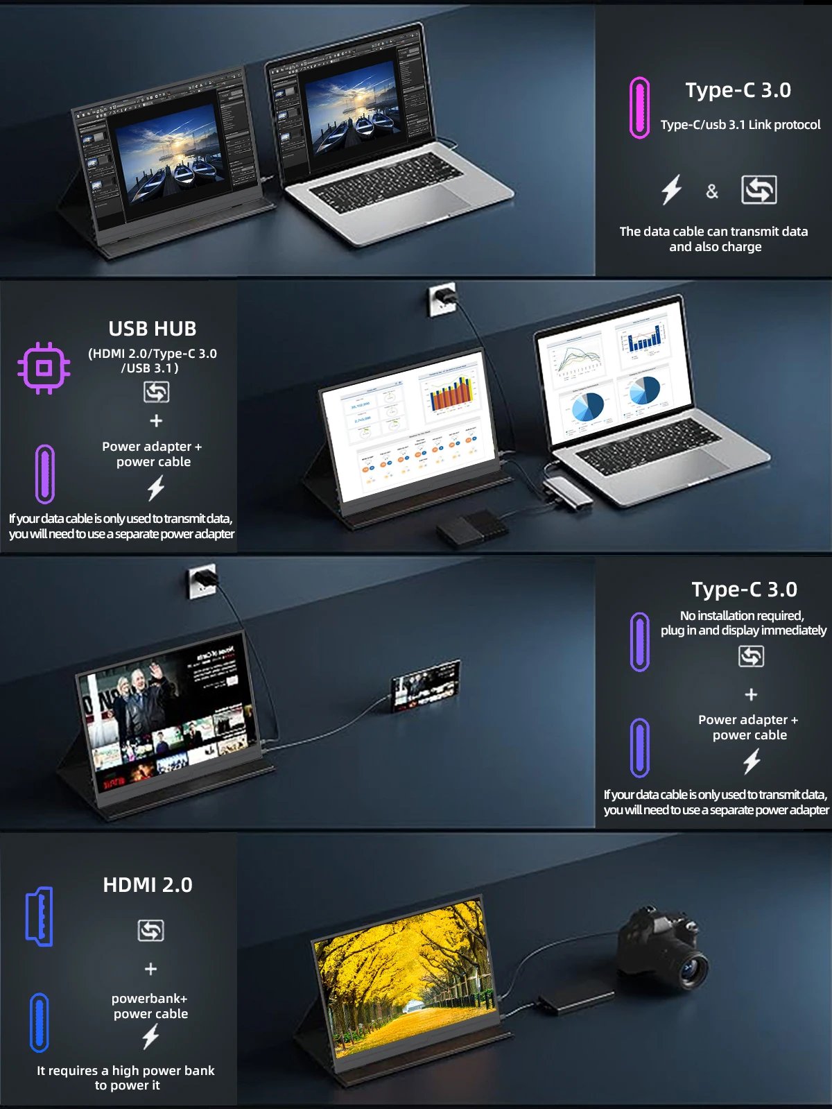 ZSUS 2160*1440 14-inch 2K Portable Monitor 60HZ For Laptop XBox PS4 / 5 Switch TV Box Cell Phone PC Extension Mobile ZSUS 2160*1440 14-inch 2K Portable Monitor 60HZ For Laptop XBox PS4 / 5 Switch TV Box Cell Phone PC Extension Mobile