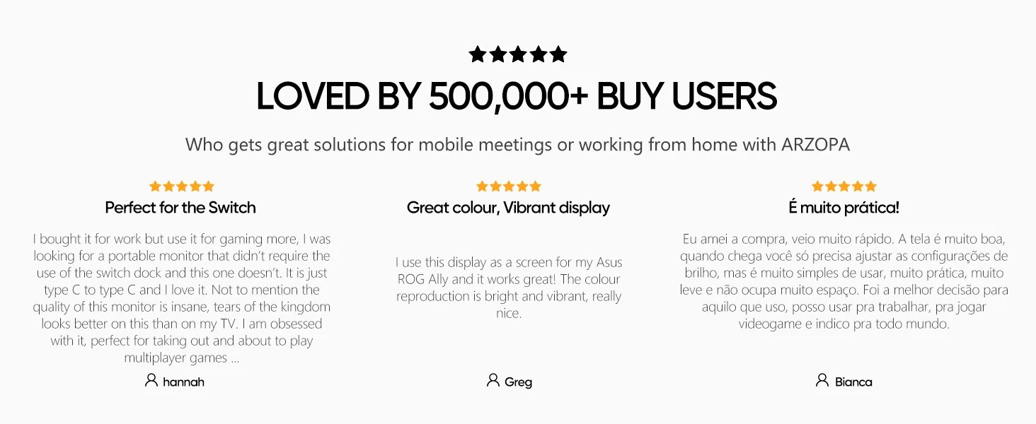 ARZOPA 16.1'' 100% sRGB Portable Monitor 1080P Second Monitor External Screen for MAC Laptop PC Xbox/PS/Switch,Z1C
