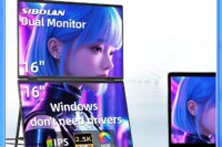SIBOLAN 16" Dual Portable Monitor 2.5K IPS Folding PC Display USB-C HDMI Plug Laptop Screen Extender for Mac Windows Phone