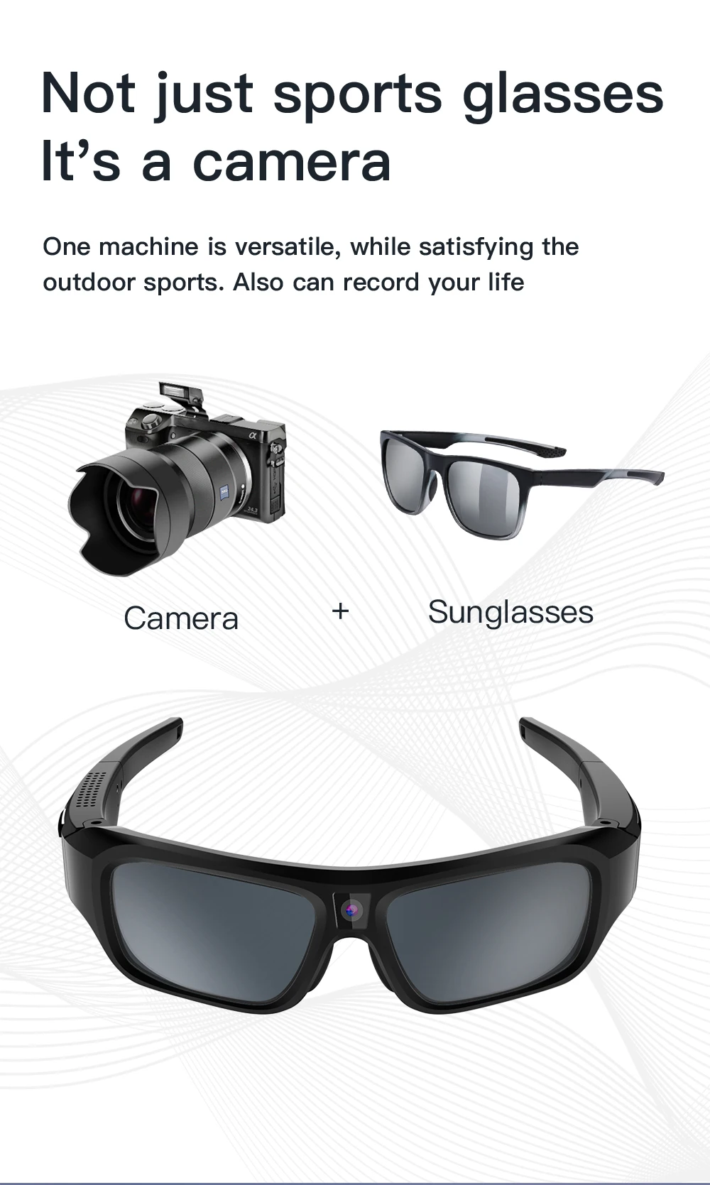 4K 64GB HD FPV Smart Glasses Camera Video Recording Mini Wireless Bodycam Vlogging POV Action Sports Motorcycle Cycling