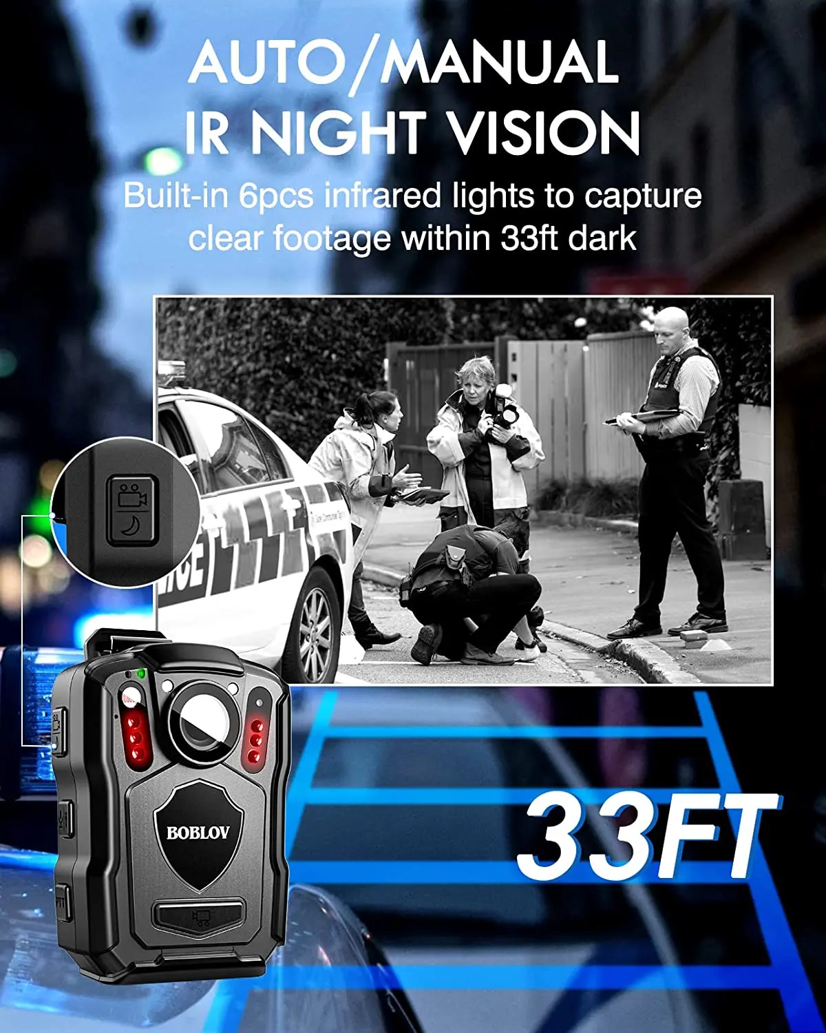 BOBLOV M5 Police Body Cam GPS Recorder 1440P Body Mounted Cam 128G Bodycam Night Vision IP67 Dashcam 4200mAh Battery Body Camera BOBLOV M5 Police Body Cam GPS Recorder 1440P Body Mounted Cam 128G Bodycam Night Vision IP67 Dashcam 4200mAh Battery Body Camera