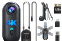 4K Mini Body Camera 1080P Wearable Camera 128GB Portable Video Recorder Camcorder Helmet Mount Vlogging With Rotatable Clip