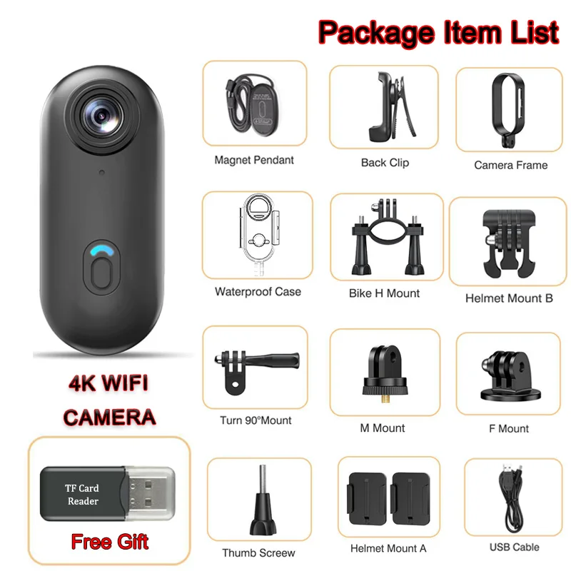 4K Mini Action Camera HD 1080P Magnetic WiFi Wireless Body Mount POV Holder Bodycam Vlogging Motorcycle Helmet Sports Video Cam 4K Mini Action Camera HD 1080P Magnetic WiFi Wireless Body Mount POV Holder Bodycam Vlogging Motorcycle Helmet Sports Video Cam