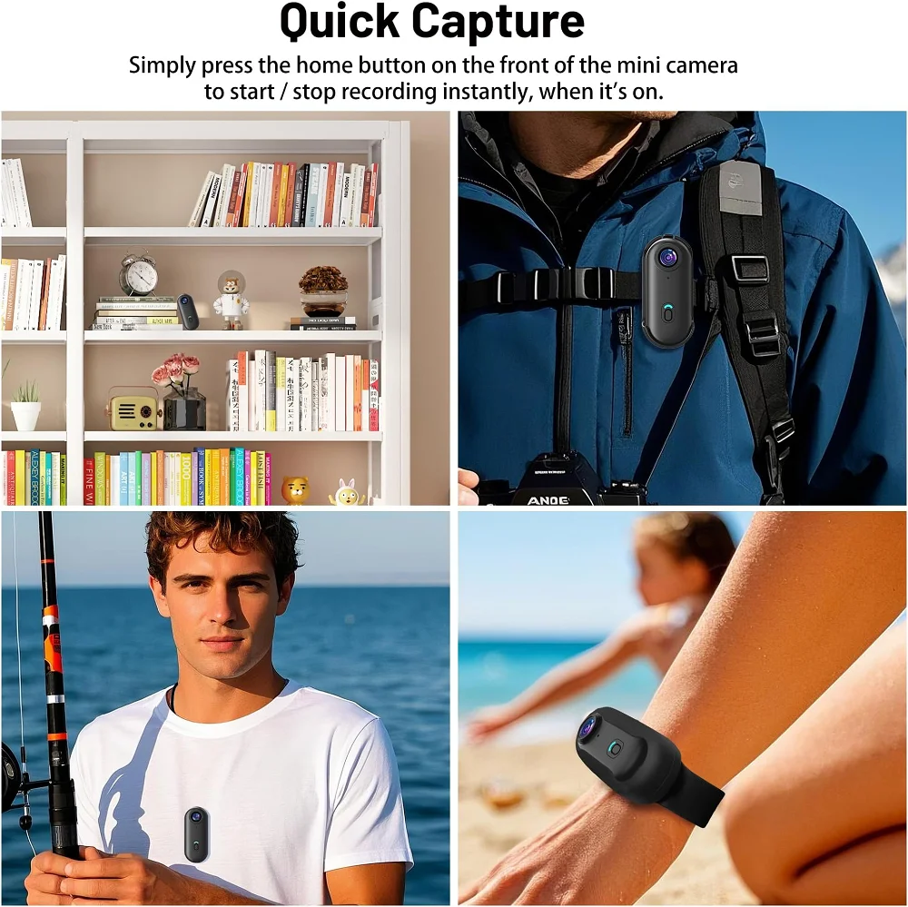 4K UltraHD POV Collar Cam Small Sports Camera Magnetic Necklace Pets Camcorder Mini Wireless WiFi Bodycam Recording Vlog Selfie
