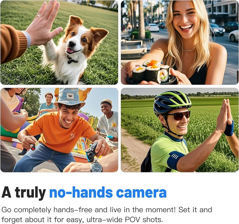 4K UltraHD POV Collar Cam Small Sports Camera Magnetic Necklace Pets Camcorder Mini Wireless WiFi Bodycam Recording Vlog Selfie
