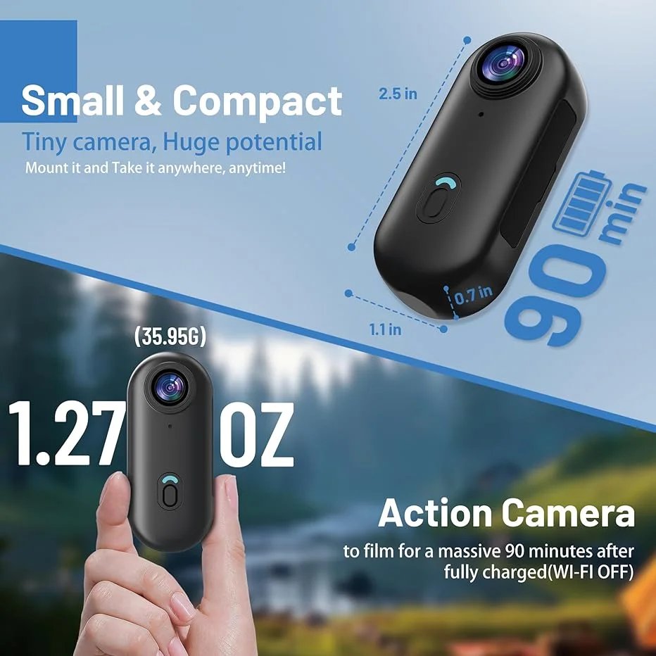 Magnetic 4K HD 1080P Mini Action Camera WiFi Wireless Body Mount POV Holder Bodycam Vlogging Motorcycle Helmet Sports Video Cam