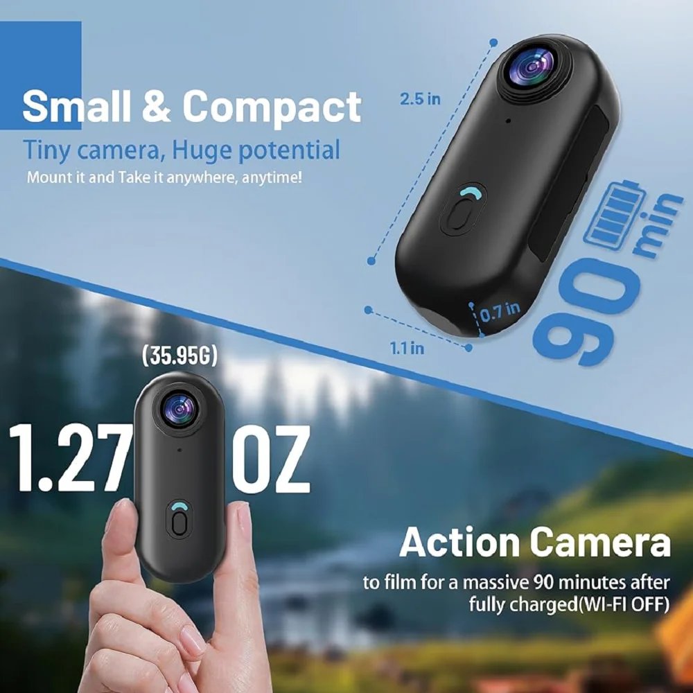 POV 4K Magnetic Body Cam Small Wireless Action Camera Magsafe Vlogging Recorder  YouTube Sports Ultra Portable Smart Pro Camera