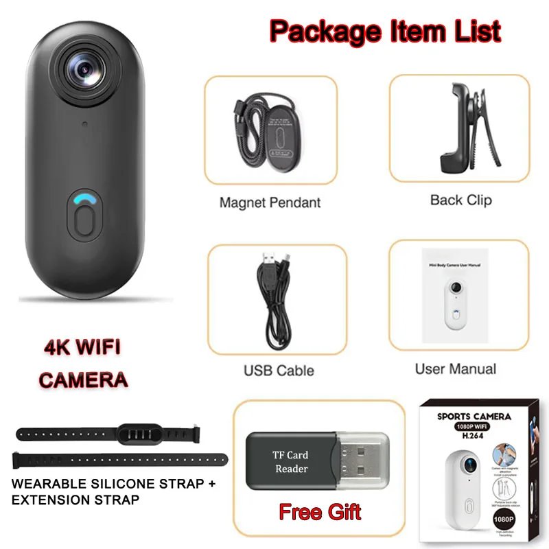 POV 4K Magnetic Body Cam Small Wireless Action Camera Magsafe Vlogging Recorder  YouTube Sports Ultra Portable Smart Pro Camera