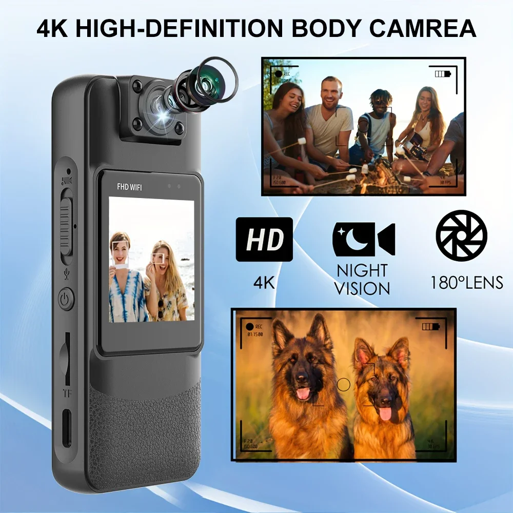 4K UHD WiFi Mini Camera Portable Digital Audio Video Recorder Police BodyCam Night Vision Sports DV Bicycle Small Camcorder