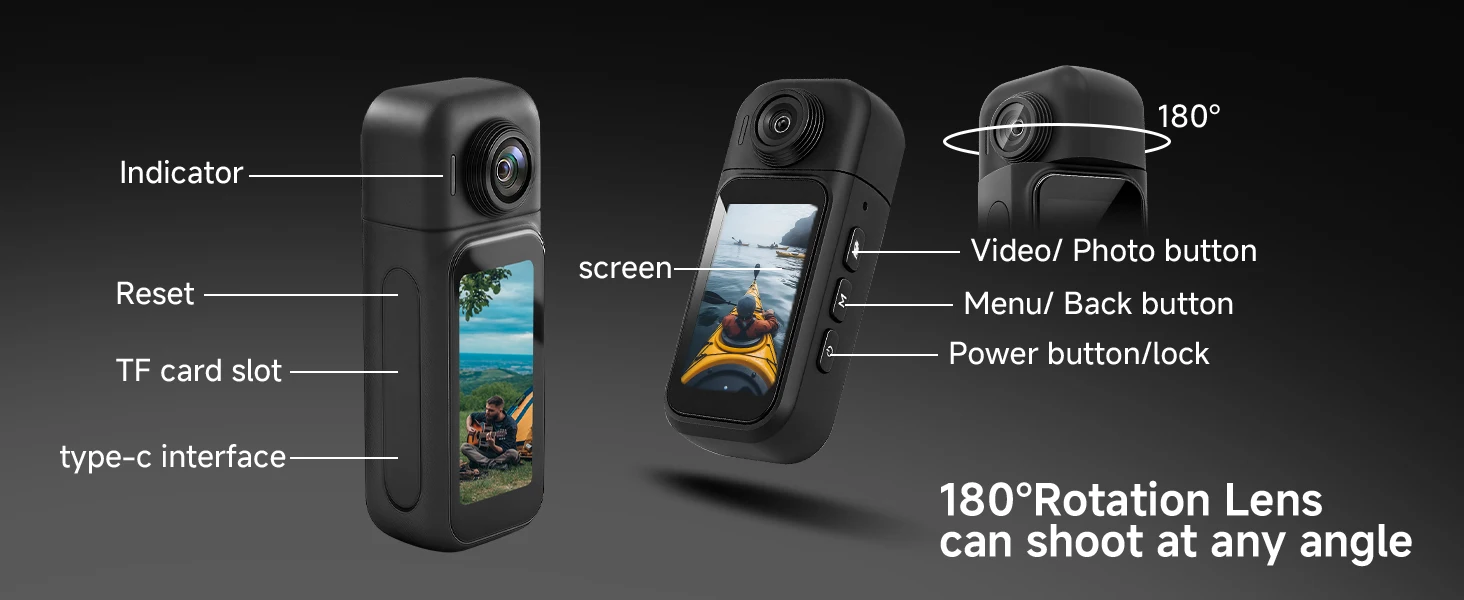Mini WiFi Body Cam 1080P FHD Action Camera IPS Touch Screen Magnetic Charging Pod Helmet Vlogging Outdoor Motorcycle Activities
