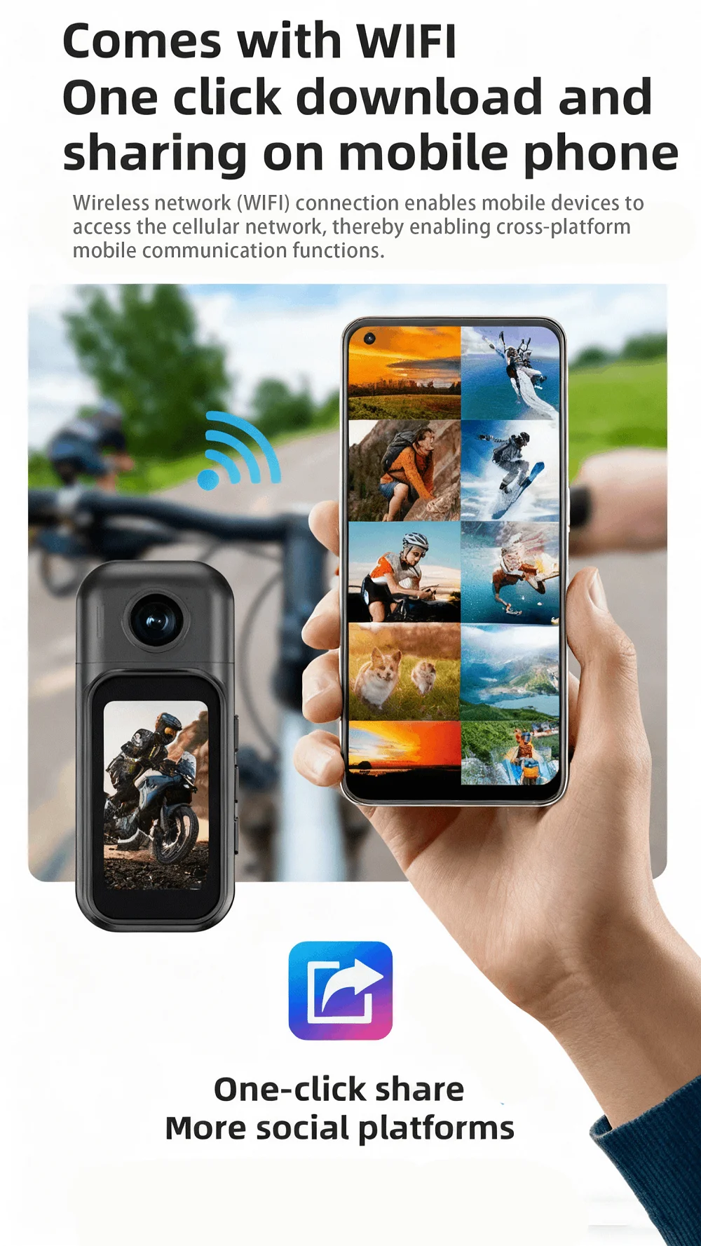 Mini WiFi Body Cam 1080P FHD Action Camera IPS Touch Screen Magnetic Charging Pod Helmet Vlogging Outdoor Motorcycle Activities