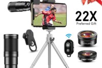 APEXEL New 4in1 22X Telescope zoom Lens Macro Wide Fisheye Lens HD Phone Camera Lens Kit With Remote Tripod for iPhone Samsung
