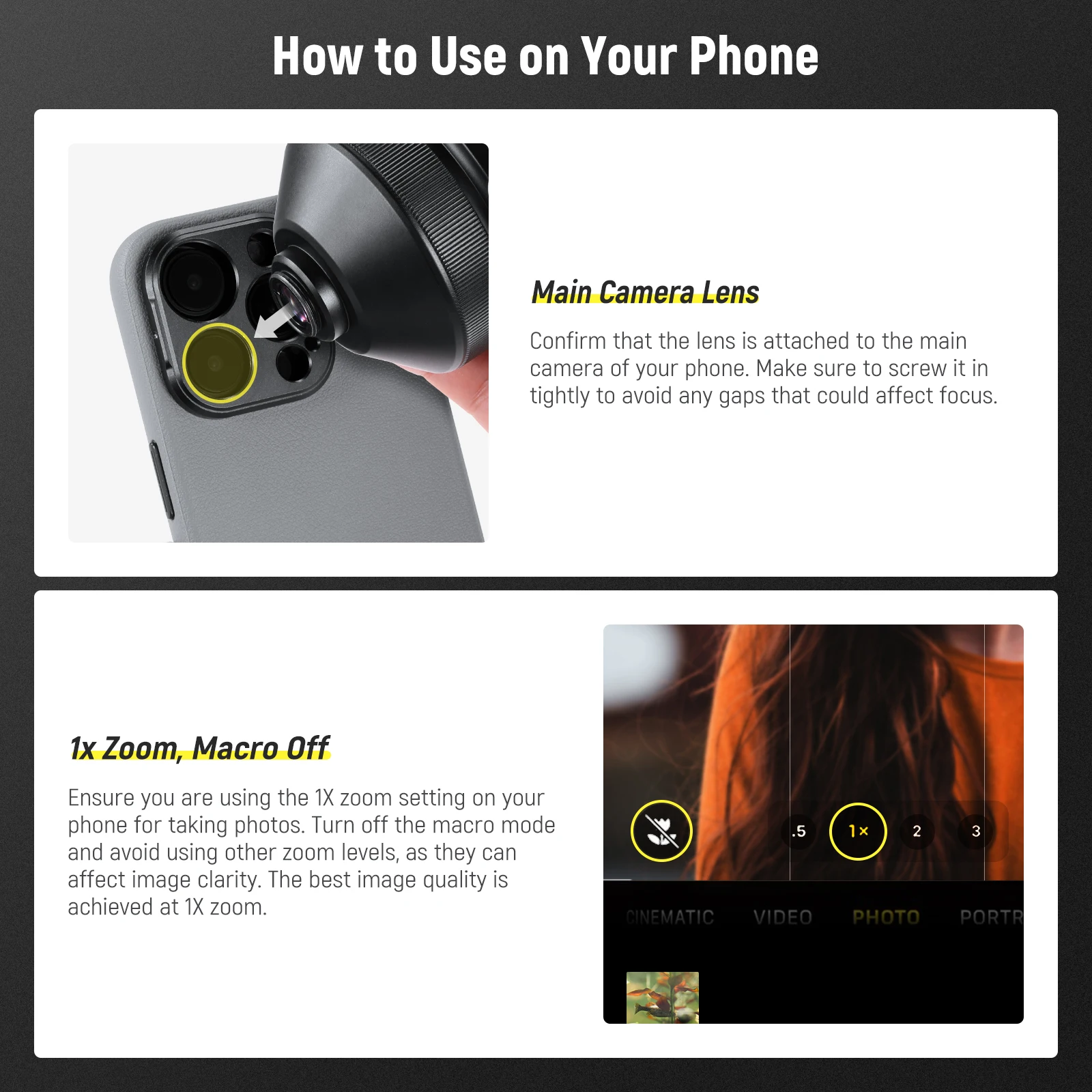 NEEWER HD 85MM Telephoto Phone Lens for 17mm Backplate 2.5X Magnification For iPhone Samsung Phone Cage Case