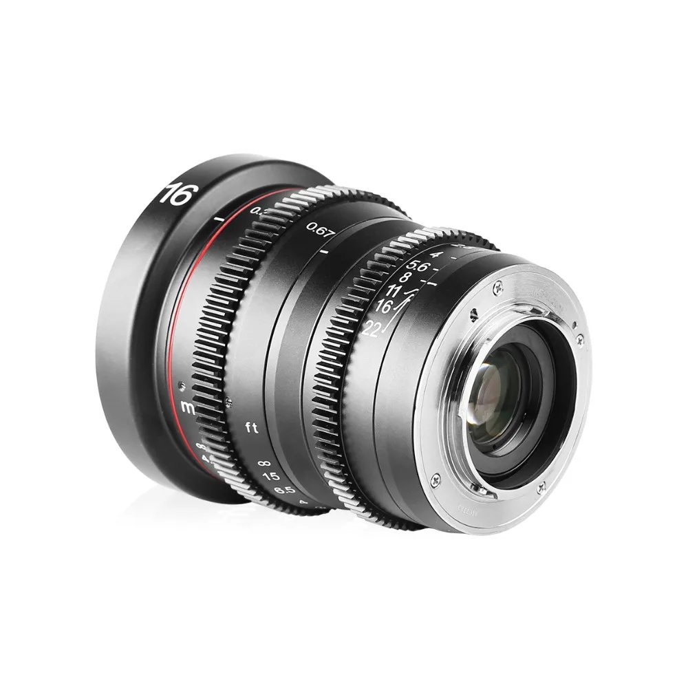 Meike 16mm T2.2 Manual Focus Aspherical Portrait  Cine Lens for Micro Four Thirds (MFT, M4/3) Mount Olympus Panasonic Cameras