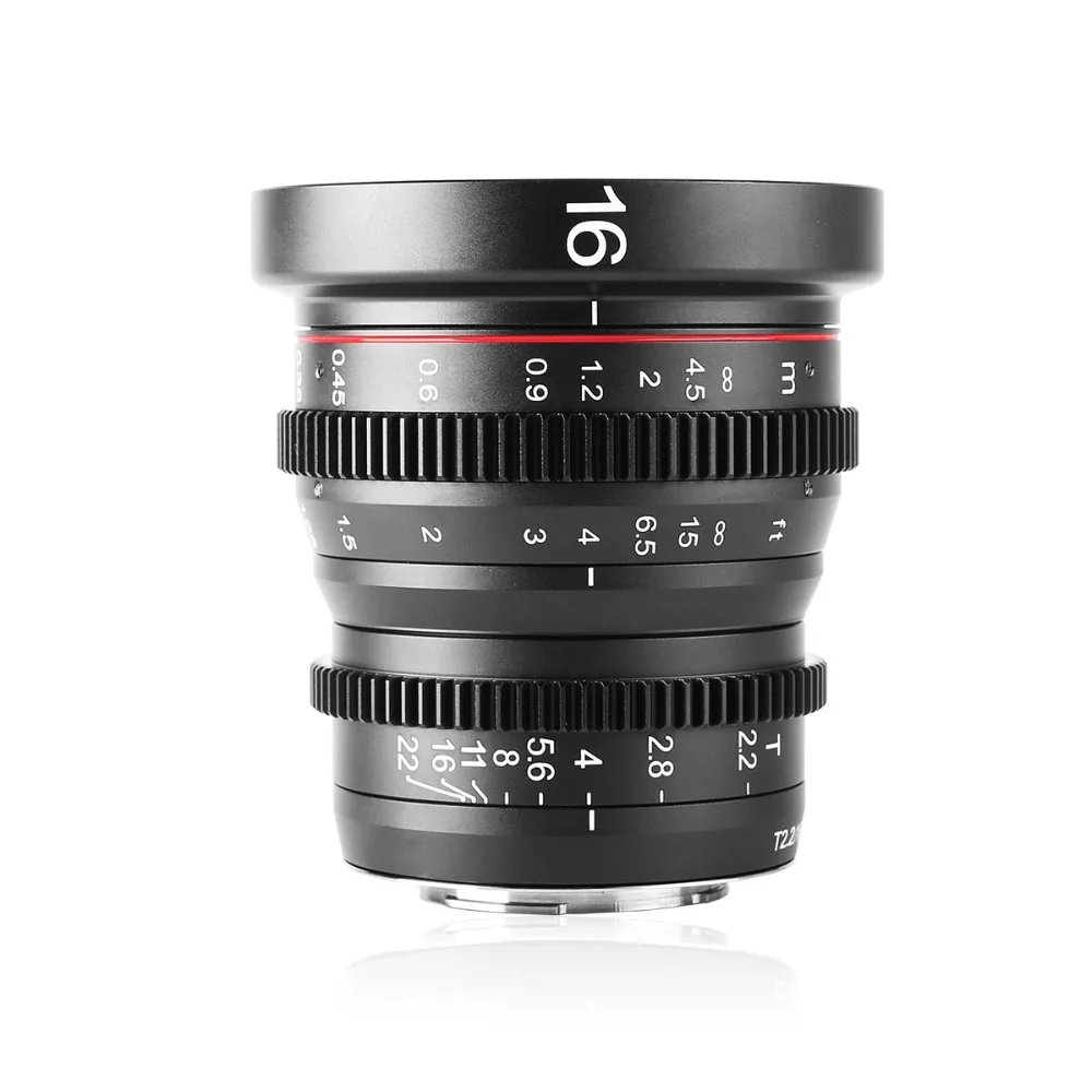 Meike 16mm T2.2 Manual Focus Aspherical Portrait  Cine Lens for Micro Four Thirds (MFT, M4/3) Mount Olympus Panasonic Cameras