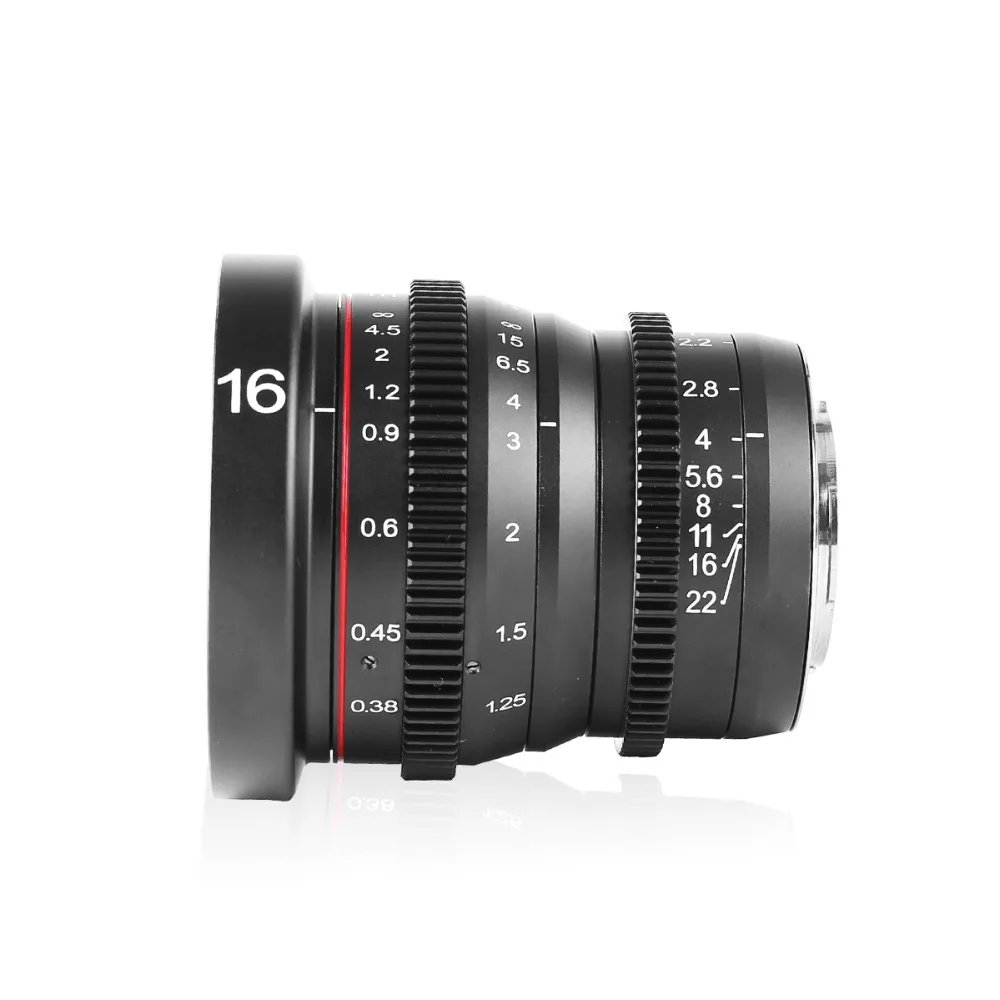 Meike 16mm T2.2 Manual Focus Aspherical Portrait  Cine Lens for Micro Four Thirds (MFT, M4/3) Mount Olympus Panasonic Cameras