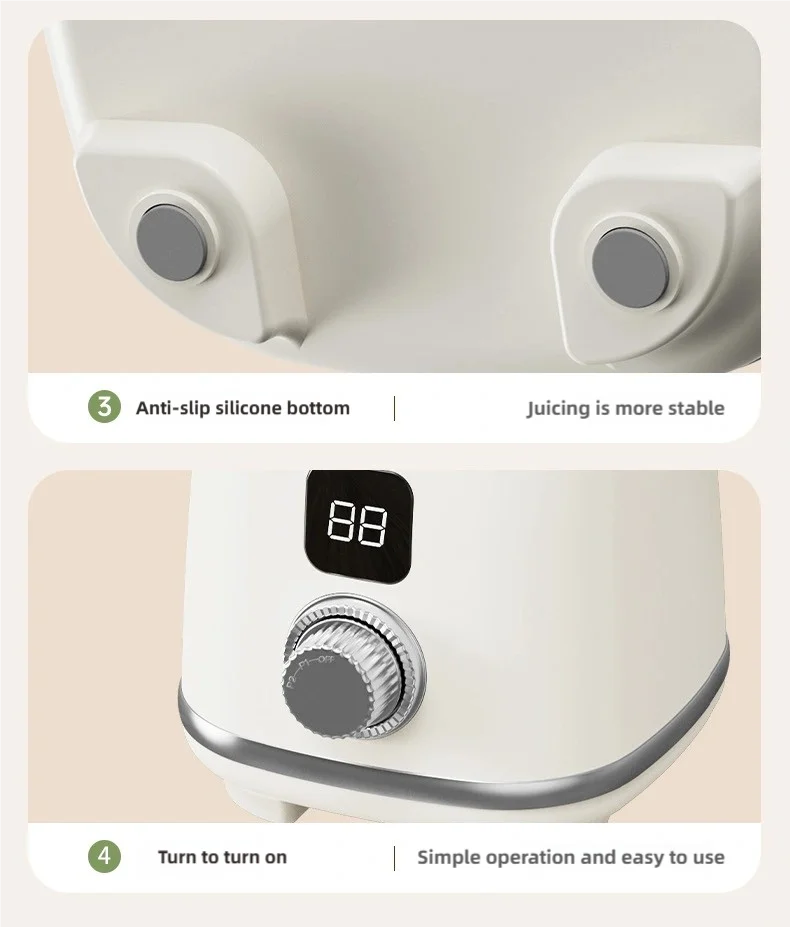 TINSOL New Home Juicer 10 Blades 3000mAh Multifunctional Blender Knob Juicer Ice Crusher  High Juicing Rate Kitchen Tools