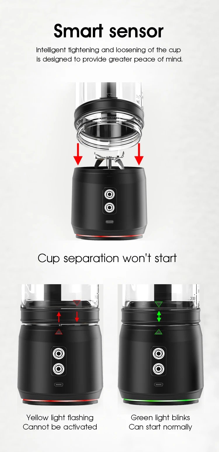 Portable Electric Juicer 700ML USB Rechargeable Fruit Milkshake Smoothie Mini Blender for kitchen travel Outdoor Camping Picnic.