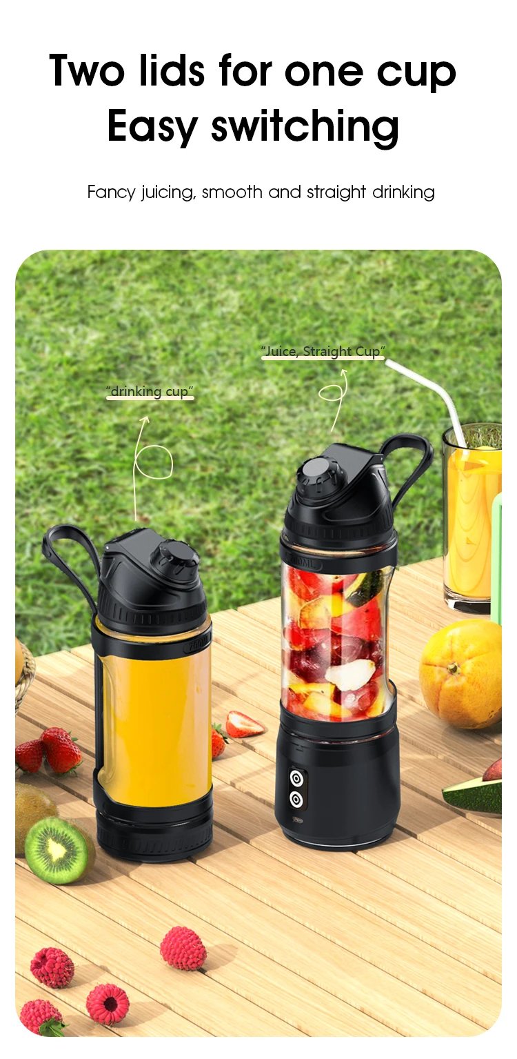 Portable Electric Juicer 700ML USB Rechargeable Fruit Milkshake Smoothie Mini Blender for kitchen travel Outdoor Camping Picnic.