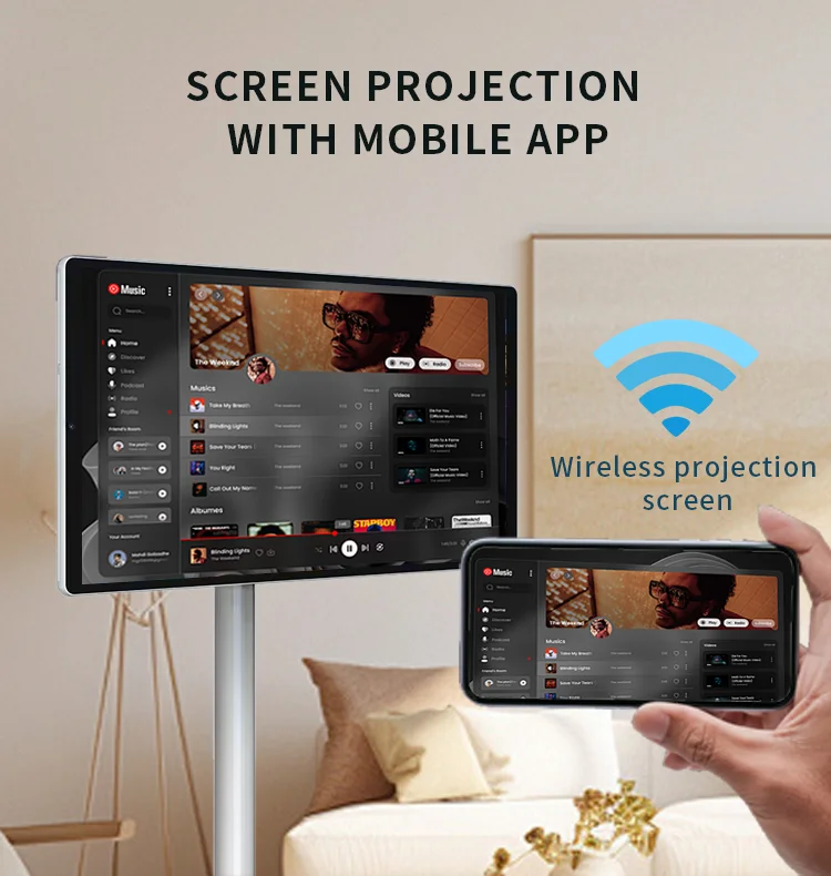 popular shenzhen 21.5 Inch Battery-power Android Lg Stand By Me Tv In-cell Touch Screen Gym Gaming Live Room Smart Tv