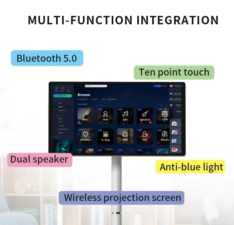 popular shenzhen 21.5 Inch Battery-power Android Lg Stand By Me Tv In-cell Touch Screen Gym Gaming Live Room Smart Tv