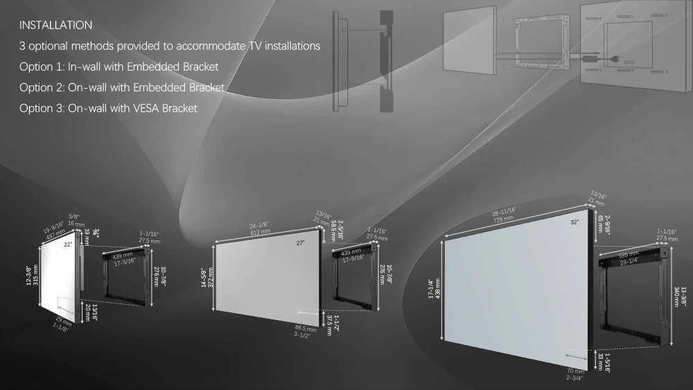 Souria 22 inches Smart Magic Mirror Waterproof TV for Bathroom Hotel DTV Tuner WiFi Bluetooth Built-in Apps Store ATSC DVB-T T2