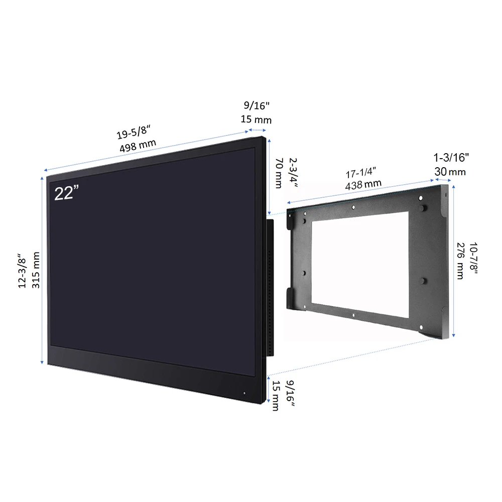 Souria 22 inches Smart Magic Mirror Waterproof TV for Bathroom Hotel DTV Tuner WiFi Bluetooth Built-in Apps Store ATSC DVB-T T2