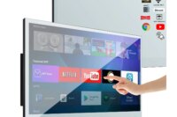 Souria 32inch Smart Mirror Touchscreen FHD LED TV Water Resistant Magic Android Bluetooth DTV Tuner Bathroom SPA Kitchen