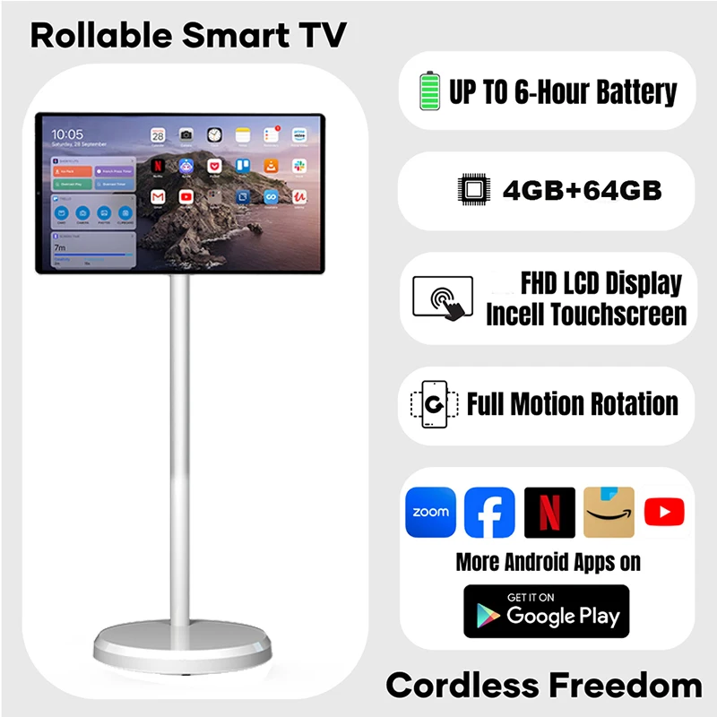 21.5 Inch 4K Smart TV with Stand And Battery Android 13 Incell Touchscreen 4GB+64GB/6GB+128GB Outdoor Live TV