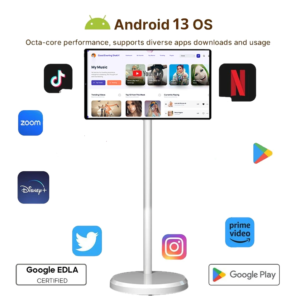 21.5 Inch 4K Smart TV with Stand And Battery Android 13 Incell Touchscreen 4GB+64GB/6GB+128GB Outdoor Live TV