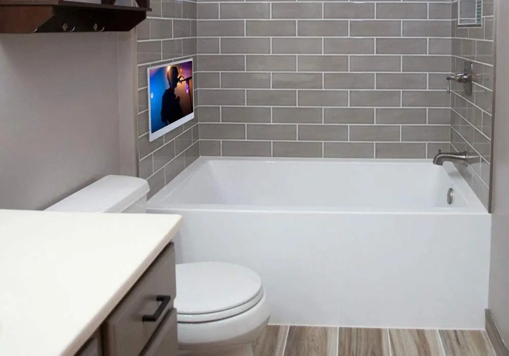 Soulaca 27inches Smart Bathroom LED White Panel TV IP66 Waterproof 12V Shower SPA Television ATSC WiFi