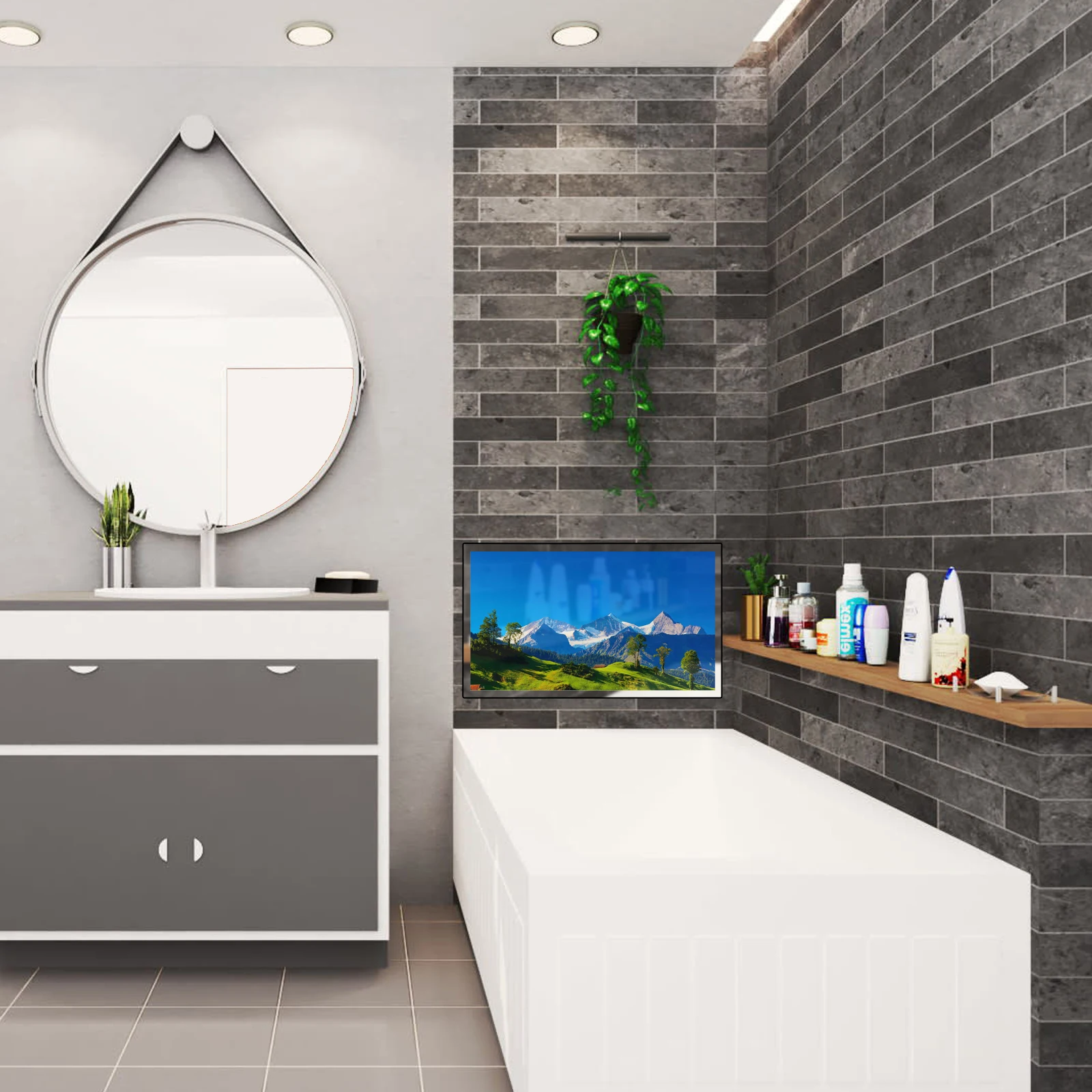 Soulaca Smart 22inches Touchscreen Bathroom Magic Mirror TV Android11.0 for SPA Waterproof Television WiFi Bluetooth US EU