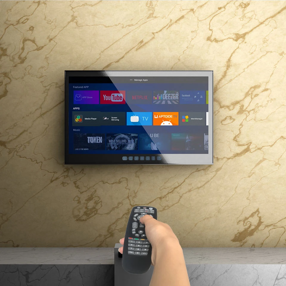 Soulaca Smart 22inches Touchscreen Bathroom Magic Mirror TV Android11.0 for SPA Waterproof Television WiFi Bluetooth US EU