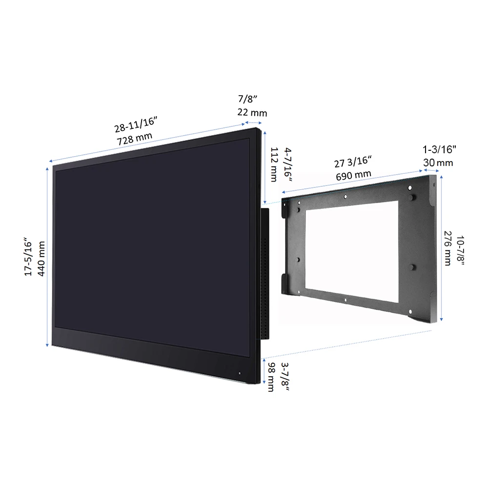 Souria 32 inches Smart Mirror Waterproof Television for Hotel Bathroom Luxury Design Android ATSC DVT-T, T2, C DTV Tuner TV