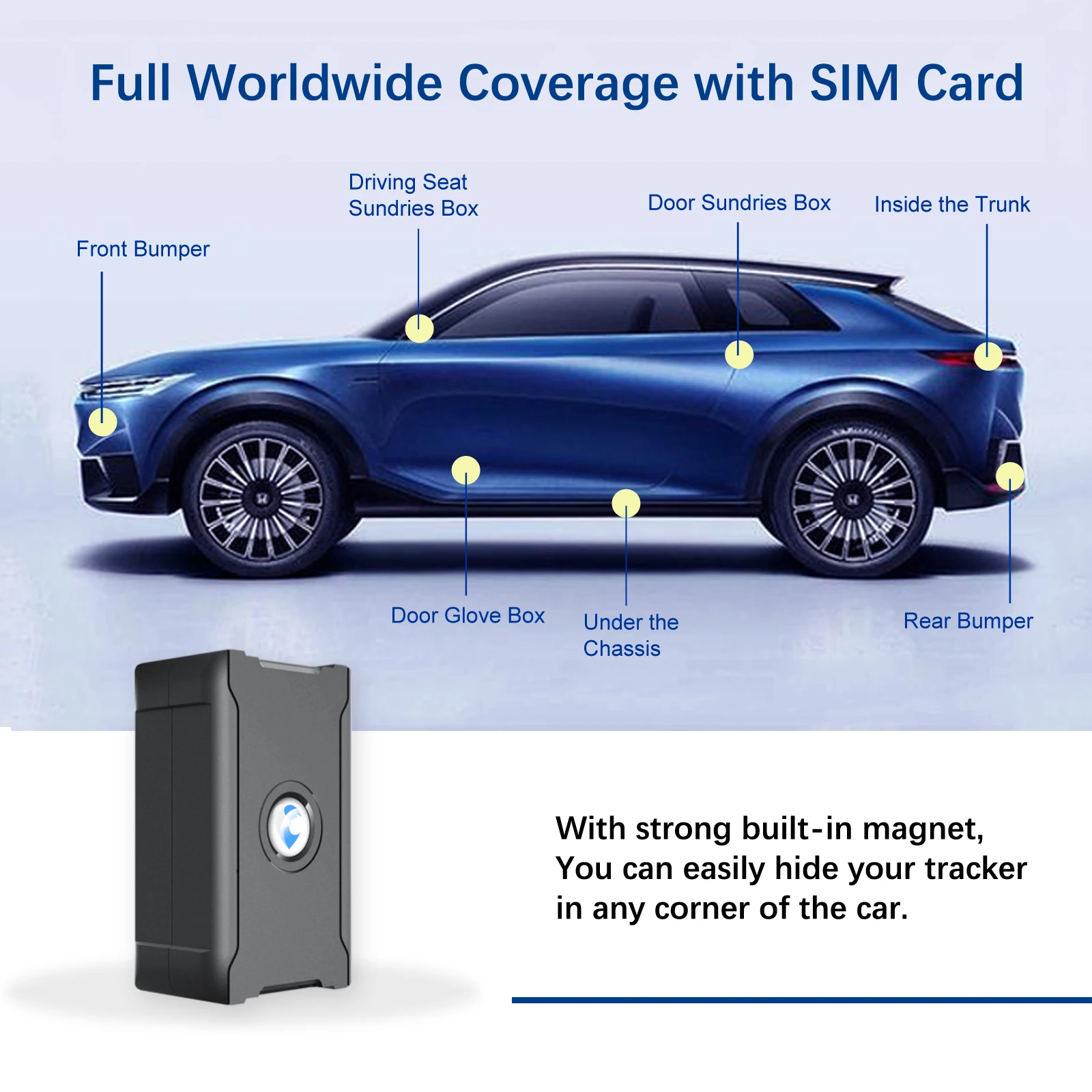 Wireless GPS Tracker for Car Anti-Theft | Global Real-Time Vehicle Locator with IoT SIM | Vibration & Geo-Fence Alarm | 15+ Days