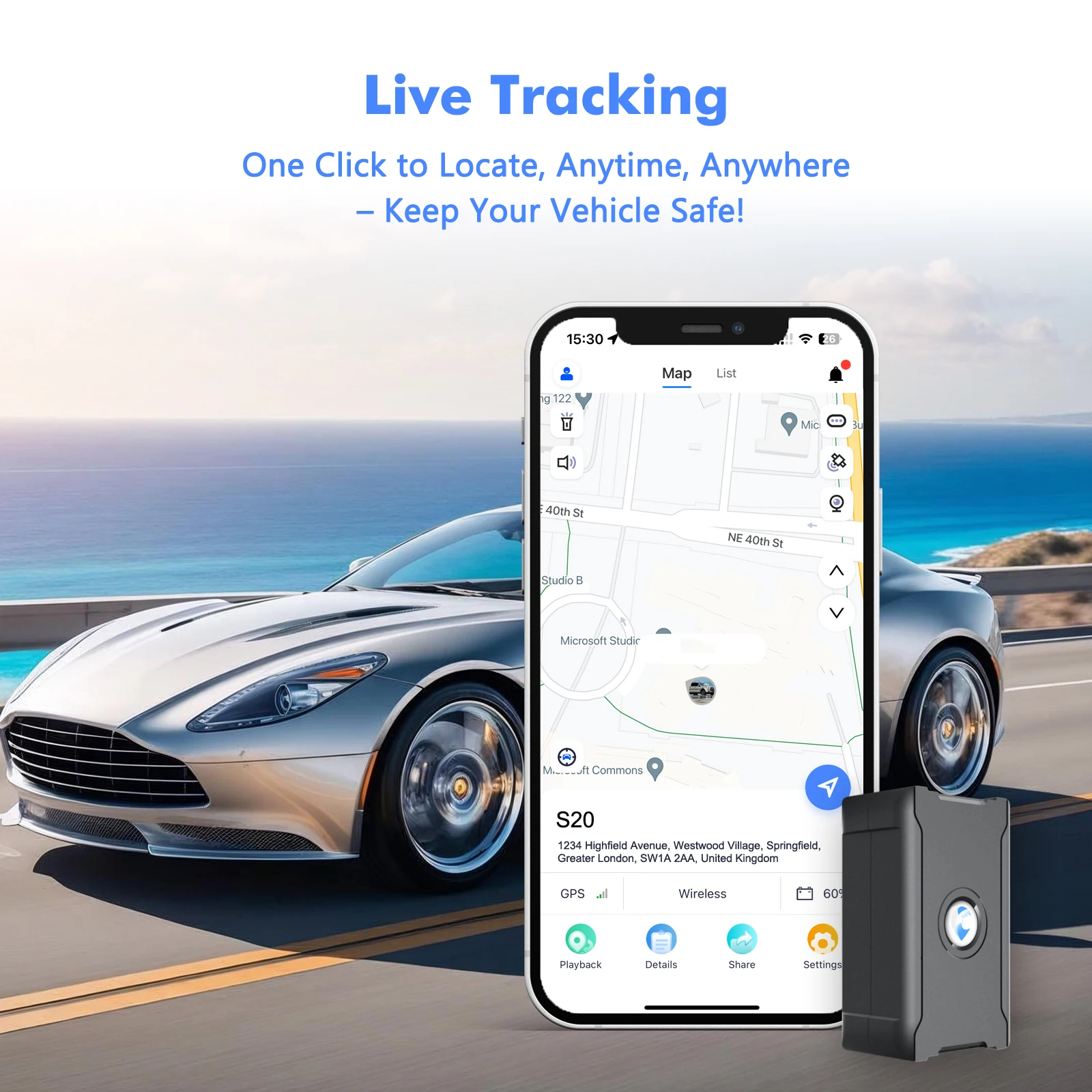 Wireless GPS Tracker for Car Anti-Theft | Global Real-Time Vehicle Locator with IoT SIM | Vibration & Geo-Fence Alarm | 15+ Days