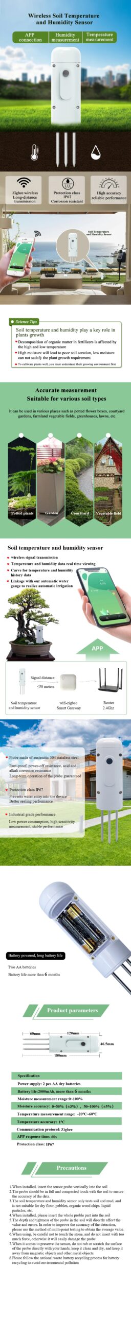 Zigbee Soil Tester Temperature and Humidity Meter Waterproof Tuya Thermohygrometer Garden Automation Irrigation Detector Zigbee Soil Tester Temperature and Humidity Meter Waterproof Tuya Thermohygrometer Garden Automation Irrigation Detector