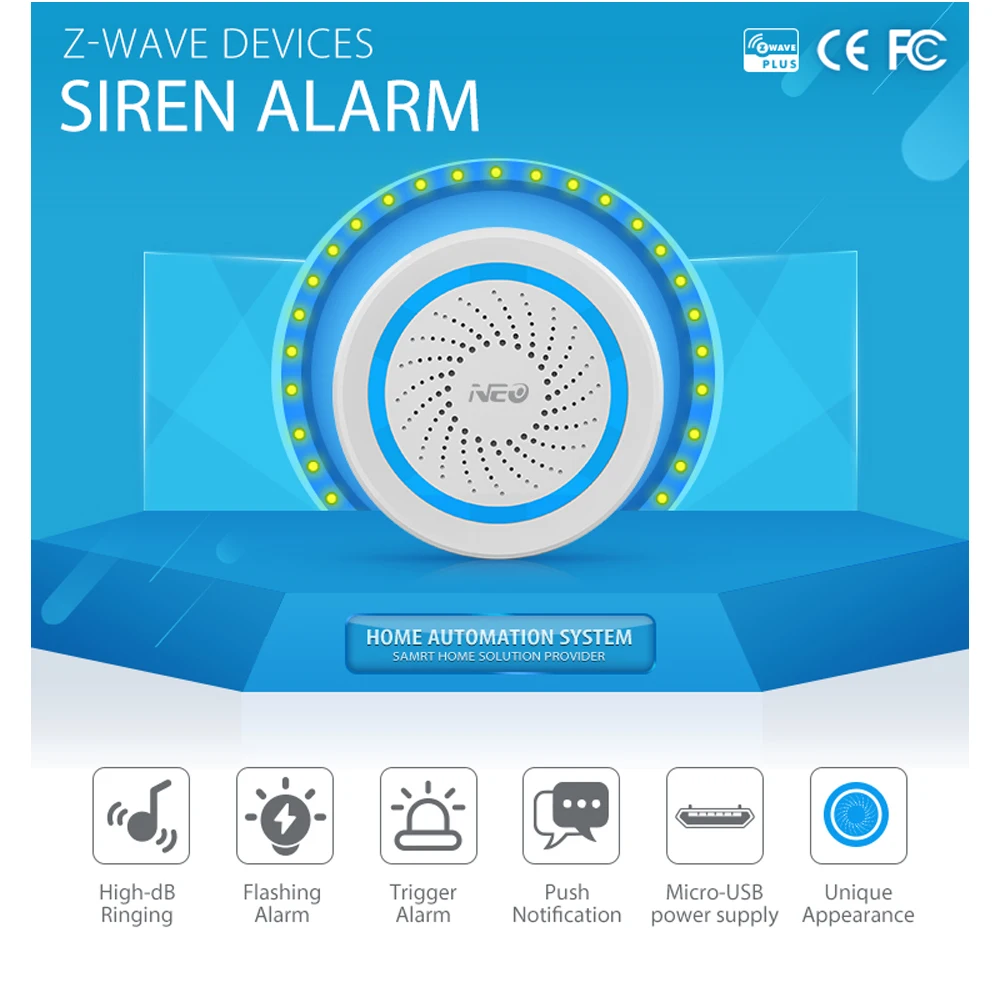 Z-wave Plus Wireless Home Automation Battery-Powered Also Can Be Charged With USB Siren Alarm Sensor Z-wave Plus Wireless Home Automation Battery-Powered Also Can Be Charged With USB Siren Alarm Sensor