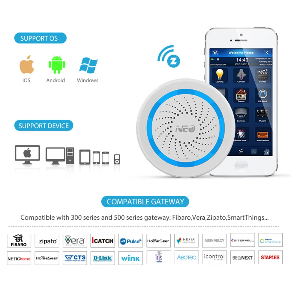 Z-wave Plus Wireless Home Automation Battery-Powered Also Can Be Charged With USB Siren Alarm Sensor Z-wave Plus Wireless Home Automation Battery-Powered Also Can Be Charged With USB Siren Alarm Sensor