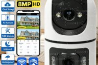 4K 8MP WiFi Surveillance Camera Dual Lens with Adjustable Bracket Two-Way Audio Onvif 10X Zoom Security Wireless Surveillance
