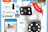 ANSVICAM Tuya Outdoor Wireless Security IP Camera 4K 8MP HD Dual Lens Wifi PTZ Camera Auto Tracking Street Surveillance Camera
