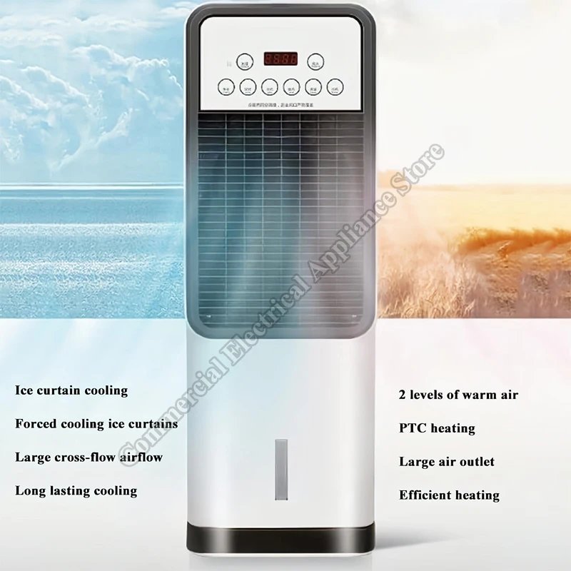 Water-Cooled Air Conditioner Fan Vertical Portable Electric Fan Household Mobile Cooling And Heating Dual‑use Heating Fan