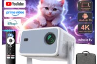 Velec Projector Compatible with Netflix 650ANSI Android 13 Portable 4K Native Wifi6 BT5.2 1080P TP350 Auto Keystone Correction