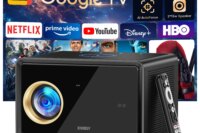 XIWBSY 4000ANSI Google TV Projector 4K Android 11.0 Sealed Optical Projector 52000Lumens WiFi6 Projector Google Voice Assistant
