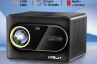 HORLAT Sealed Optical Google TV Projector 3500ANSI Bluetooth Voice Control Auto Focus WiFi 6 4K UHD Home Theater Movie Projector