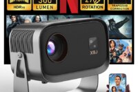 XBJ Smart Home theater projectors with WiFi 6 & BT Auto Vertical Keystone Portable 4k Projector for Home Office Outdoor