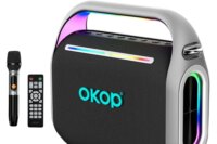 OKOP Bluetooth Speaker,AI Speaker,RGB Ambient Light,Stereo Microphone,Festival Party Speaker,Outdoor Portable Stereo,USB TF AUX