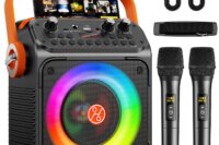 T35 High Power Karaoke Bluetooth Speaker Music Rhythm Light 360 Degree Stereo Surround Wireless Subwoofer with Dual Microphone