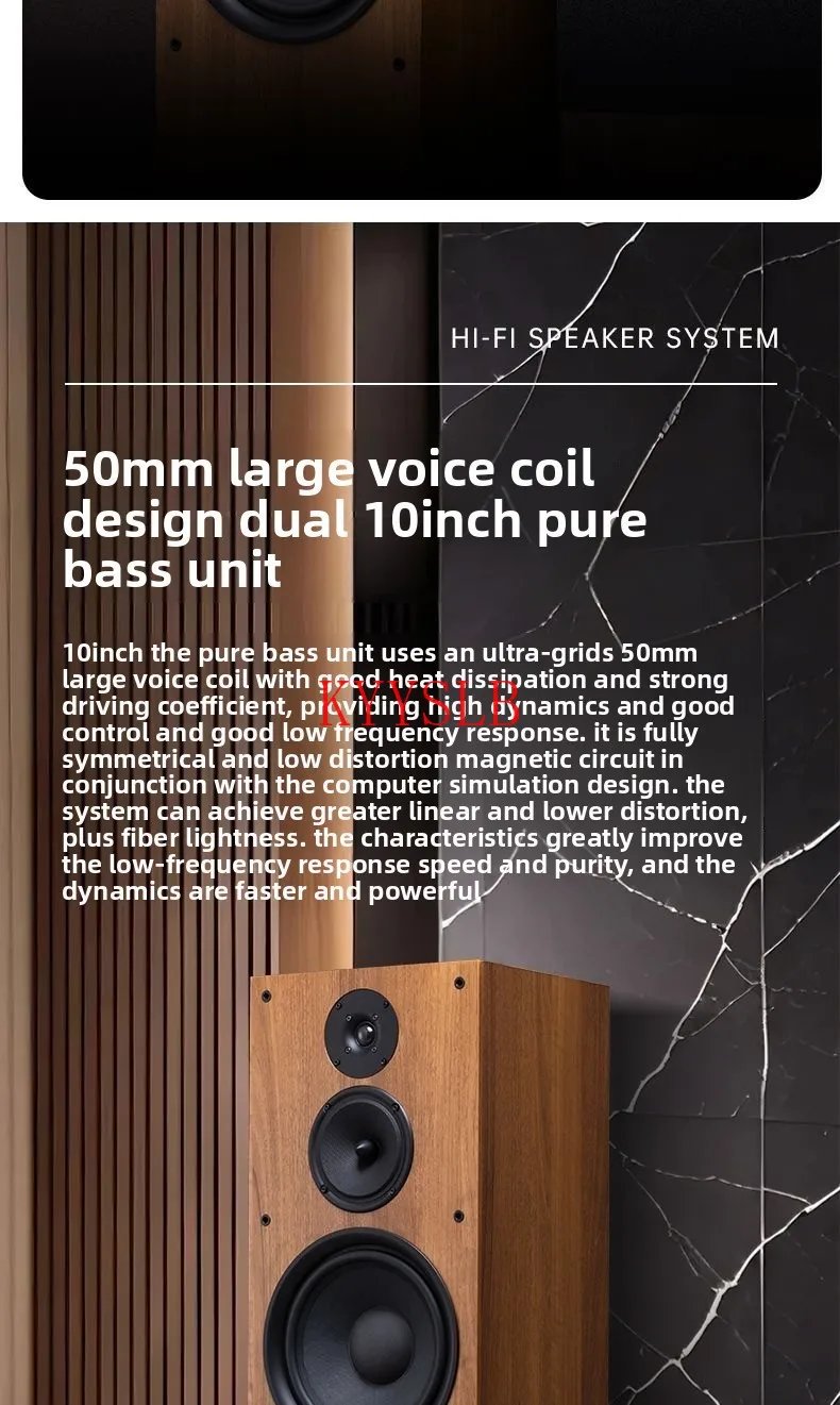 200W 10-inch Home Passive Speaker High-power Audiophile Hifi Bookshelf Speaker Three-way High-fidelity Floor-standing Speakers