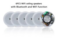 6PCS 6 Inch Smart Bluetooth 30W WiFi Ceiling Speaker Built in Class D Digital Amplifier Active Loudspeaker for Hotel Restaurant